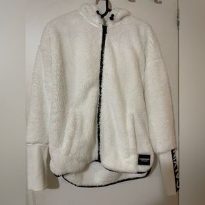 Calvin Klein furry zip up sweater